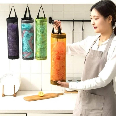 Picture of Kitchen Plastic Garbage Bag Holder, Grocery Bag Storage Organizer, Wall Mounted Trash Bag Dispenser for Kitchen & Home