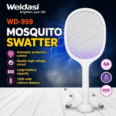 Picture of WEIDASI WD-959 Rechargeable Mosquito Killer Racket, Electric Mosquito Swatter Bat with Built-in Battery - Dream-Cart-BD