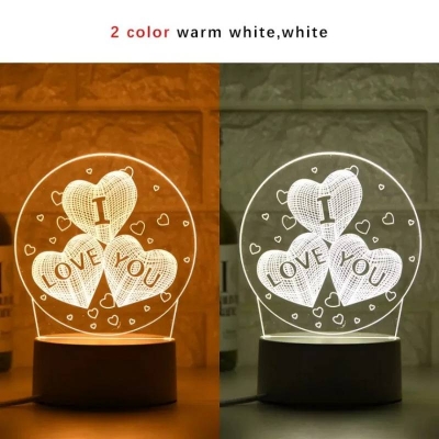 Picture of I LOVE YOU Loving Heart 3D Visual Illusion Night Light, Romantic LED Table Lamp for Valentine & Wedding Decor - Dream-Cart-BD