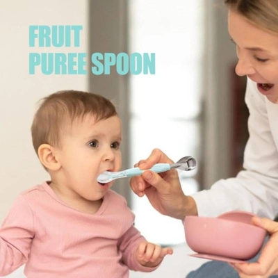 Picture of 2-in-1 Baby Fruit Feeder Spoon, Double-Head Silicone Feeding Spoon for Fruits, Vegetables & Baby Weaning - Dream-Cart-BD