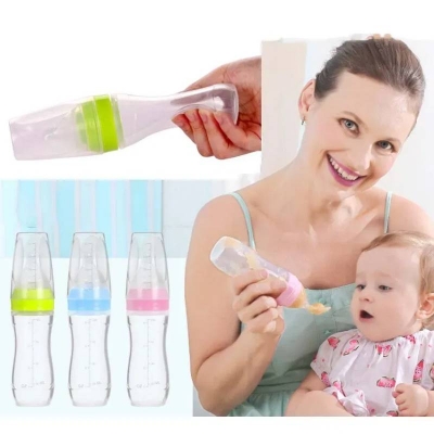 Picture of AppleBear Silicone Baby Feeding Spoon Blue, Soft Baby Feeder Spoon 120ml for Newborns & Infants - Dream-Cart-BD
