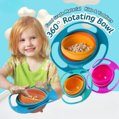 Picture of Gyro Bowl 360° Rotating Baby Feeding Bowl with Lid, Spill-Resistant Food Bowl for Kids & Toddlers - Dream-Cart-BD