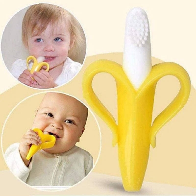 Picture of Banana Baby Silicone Teether & Toothbrush Pacifier, Soft Infant Teething Toy for Babies - Dream-Cart-BD