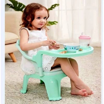 Picture of Baby Feeding Chair with Tray, Soft Plastic High Chair for Infants & Toddlers, Pink Baby Chair - Dream-Cart-BD