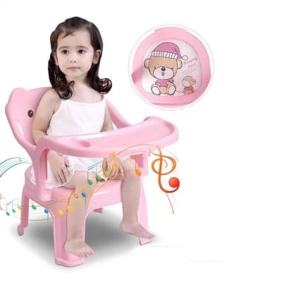 Picture of Pink Baby Feeding Chair with Tray, Durable Plastic High Chair for Kids, Feeding & Study Chair - Dream-Cart-BD
