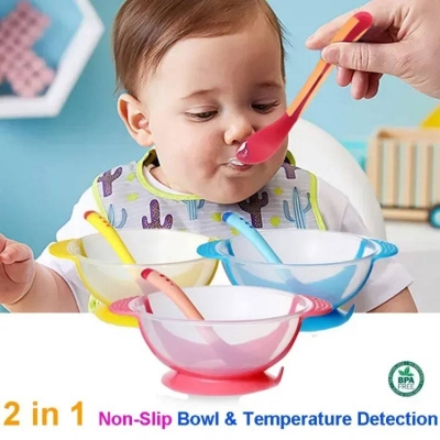 Picture of Baby Feeding Spoon & Bowl Set, Infant Food Feeding Bowl with Soft Spoon for Newborns & Toddlers - Dream-Cart-BD