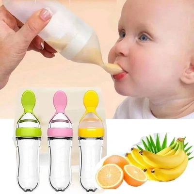Picture of 1-Piece Silicone Spoon Feeder for Baby, Soft Squeeze Feeding Bottle with Spoon for Infants - Dream-Cart-BD