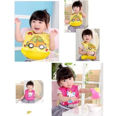 Picture of Waterproof Silicone Baby Bib with Food Catcher, Reusable Adjustable Feeding Bib for Infants & Toddlers - Dream-Cart-BD
