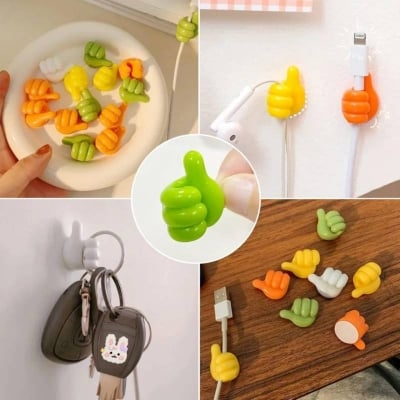 Picture of 10-Piece Silicone Thumb Self-Adhesive Wall Hooks, Cable Organizer Clips & Multifunction Storage Hangers - Dream-Cart-BD