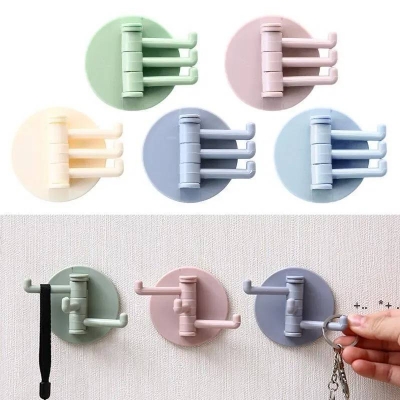 Picture of 4511 Self-Adhesive Wall Door Key Holder, 180° Rotating 3-in-1 Key & Storage Hook Organizer - Dream-Cart-BD