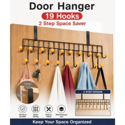 Picture of Door Hanger Hooks 2-Step Space Saving Organizer, Over-Door Storage Hooks for Clothes & Accessories - Dream-Cart-BD