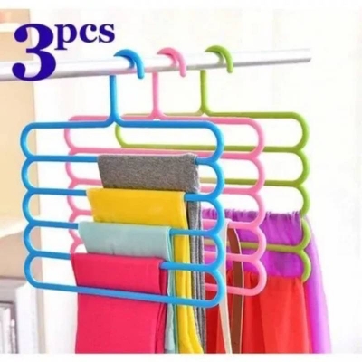 Picture of 3-Piece 5-Layer Plastic Clothes Hangers, Space-Saving Multifunction Wardrobe Organizer - Dream-Cart-BD