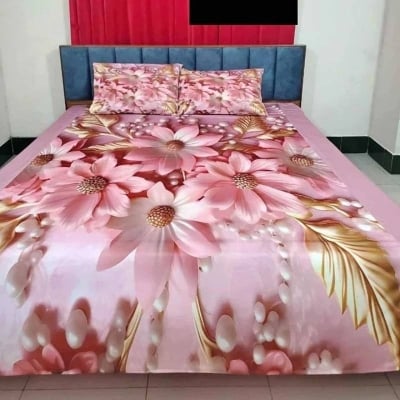 Picture of 3D Printed Bedsheet with 2 Pillow Covers, Stylish Bedding Set for Bedroom Home Decor - Dream-Cart-BD