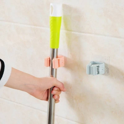 Picture of Adhesive Wall Mounted Mop Organizer, Self-Adhesive Mop Holder & Storage Rack for Kitchen and Bathroom - Dream-Cart-BD