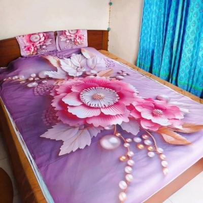 Picture of 3D Printed Bedsheet Set with 2 Pillow Covers, Stylish Printed Bedding Set for Bedroom Decor - Dream-Cart-BD