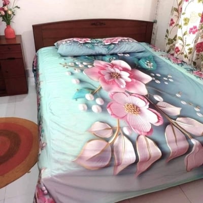 Picture of 3D Printed Bed Sheet with 2 Pillow Covers, Stylish Bedding Set for Bedroom & Home Decoration - Dream-Cart-BD