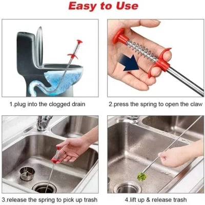 Picture of 61-Inch Drain Cleaner Clog Removal Tool, Flexible Drain Snake for Sink, Bathroom & Kitchen Pipes - Dream-Cart-BD