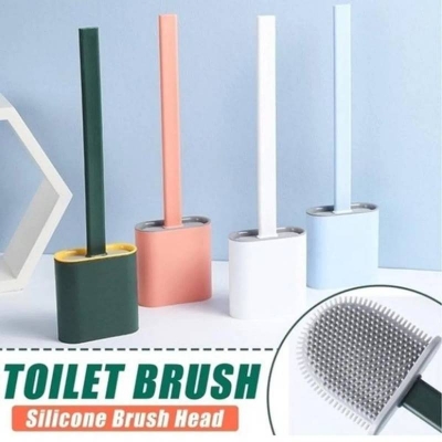 Picture of Silicone Toilet Brush with Holder Stand, Flexible Deep Cleaning Toilet Bowl Brush for Bathroom - Dream-Cart-BD