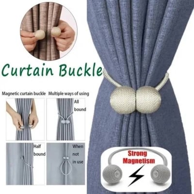 Picture of Magnetic Curtain Buckle Tieback, Modern Decorative Curtain Holder Pair for Living Room & Home Decor - Dream-Cart-BD