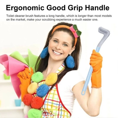 Picture of Golf Brush Head Toilet Cleaning Brush, Long Handle Silicone Toilet Bowl Scrubber for Bathroom - Dream-Cart-BD