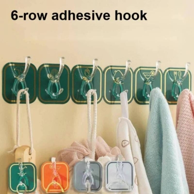 Picture of 6-Piece Self-Adhesive Key Holder Hooks, Wall Mounted Storage Hanger for Kitchen, Bathroom, Door & Home - Dream-Cart-BD