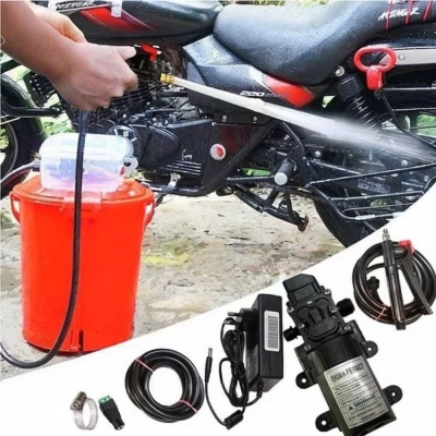 Picture of Portable Bike & Car Wash Water Pump Hose Spray Gun Combo Set, Garden Irrigation & Vehicle Cleaning Tool - Dream-Cart-BD