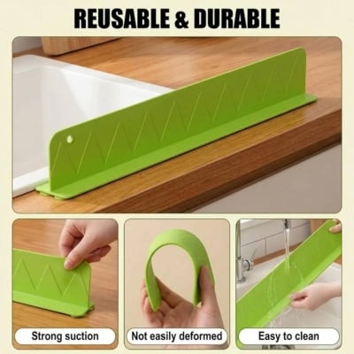 Picture of Silicone Kitchen Sink Splash Guard, Waterproof Self-Adhesive Water Barrier & Countertop Edge Protector - Dream-Cart-BD