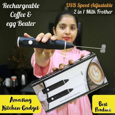 Picture of Rechargeable 2-in-1 Coffee Mixer & Milk Frother, Handheld 3-Speed Adjustable Latte Coffee Frother - Dream-Cart-BD