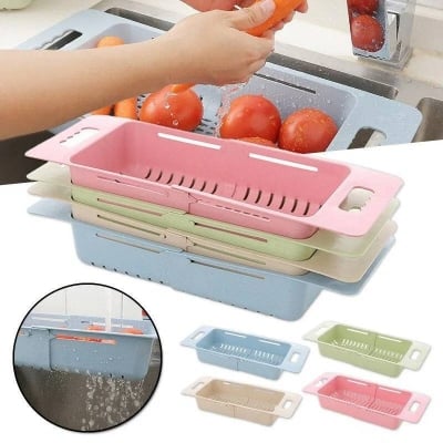 Picture of Collapsible Dish Drainer & Sink Drying Rack, Plastic Vegetable and Fruit Washing Basket for Kitchen - Dream-Cart-BD