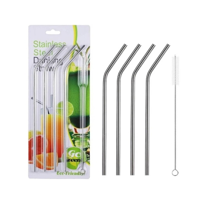 Picture of 4-Piece Reusable Stainless Steel Drinking Straws with Cleaning Brush, Eco-Friendly Metal Straws - Dream-Cart-BD