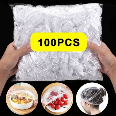 Picture of 100-Piece Disposable Food Covers, Elastic Stretch Lids for Covering Bowls, Plates & Food Containers - Dream-Cart-BD