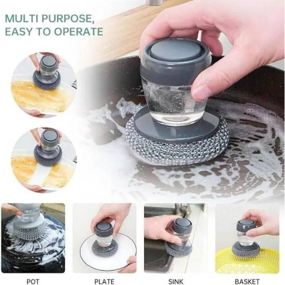 Picture of 2-in-1 Soap Dispenser Handle & Palm Dish Cleaning Brush, Kitchen Sink Scrubber Tool - Dream-Cart-BD