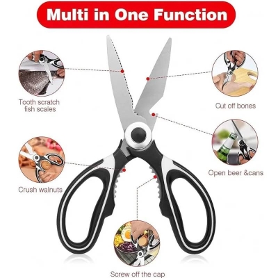Picture of Heavy Duty Black Stainless Steel Kitchen Scissors, Multipurpose Food Cutting Shears for Home Cooking - Dream-Cart-BD