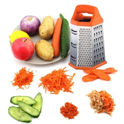 Picture of Stainless Steel Tower Grater, 6-Sided Kitchen Grater & Vegetable Slicer for Cheese, Carrot & Vegetables - Dream-Cart-BD