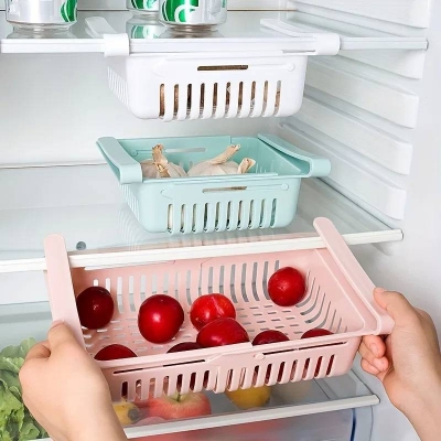 Picture of Adjustable Fridge Storage Basket, Expandable Refrigerator Organizer Rack & Food Storage Tray - Dream-Cart-BD
