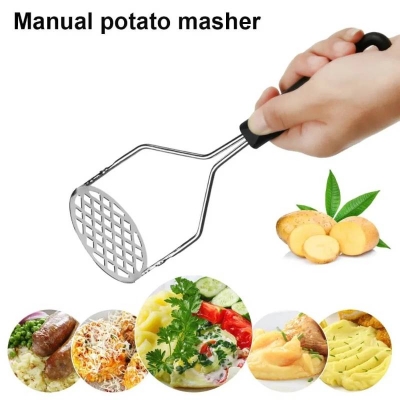 Picture of Stainless Steel Potato Masher & Burger Press, Food Crusher Kitchen Tool for Potato, Vegetables & Patties - Dream-Cart-BD