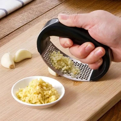 Picture of Stainless Steel Garlic Press Chopper & Mincer, Ginger Squeezer Crusher with Handle for Kitchen - Dream-Cart-BD