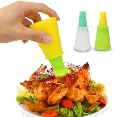 Picture of Silicone Oil Dispenser Bottle with Pastry Basting Brush, Honey Sauce & BBQ Grill Brush for Kitchen - Dream-Cart-BD