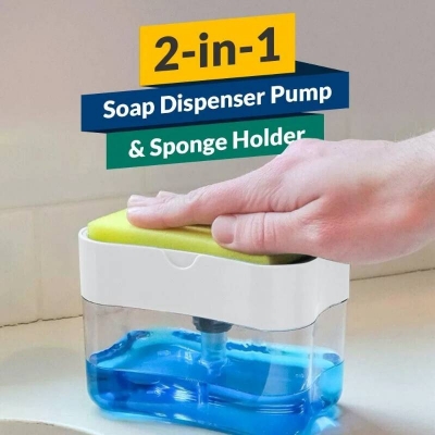 Picture of Soap Pump & Sponge Caddy, Kitchen Sink Dish Soap Dispenser and Sponge Holder Organizer - Dream-Cart-BD