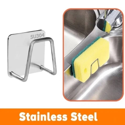 Picture of Stainless Steel Kitchen Sink Sponge Holder, Self-Adhesive Adhesive Hook Storage Rack for Sink - Dream-Cart-BD