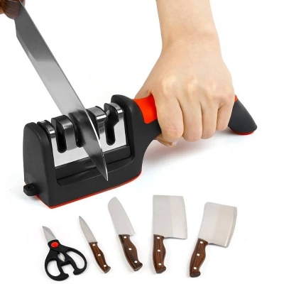 Picture of Stainless Steel Kitchen Knife Sharpener, Manual Knife Sharpening Tool for Knives & Kitchen Blades - Dream-Cart-BD