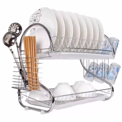 Picture of 2-Layer Stainless Steel Dish Drainer Rack, Kitchen Dish Drying & Utensil Storage Stand - Dream-Cart-BD