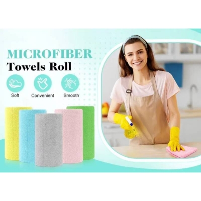 Picture of Reusable Microfiber Cleaning Cloth Roll, Tear-Away Absorbent Towels for Car, Kitchen & Home Cleaning - Dream-Cart-BD