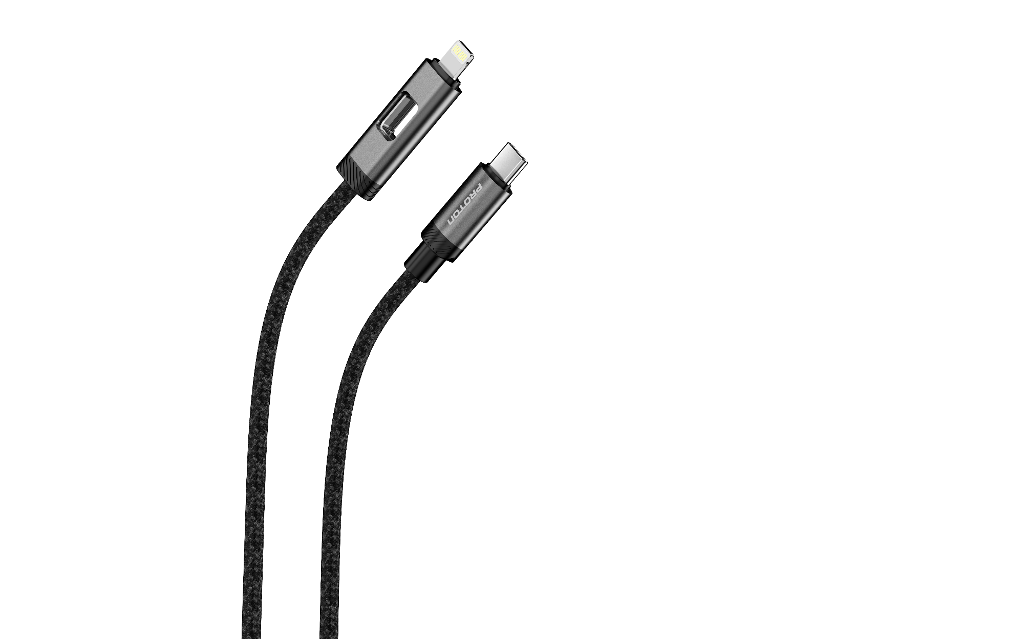 Picture of Proton Fast Charging-USB Cable-Spark C to L- LED 1MNylon Braided LED Cable 27W  