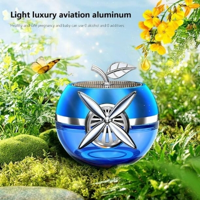 Picture of Solar Car Display Fan Apple Perfume Fragrance Car Perfume - Blue