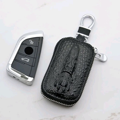 Picture of Universal Zipper Key Holder Bag with Keychain – Stylish Protection for Remote Key Fob (Black)