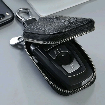 Picture of Universal Zipper Key Holder Bag with Keychain – Stylish Protection for Remote Key Fob (Black)