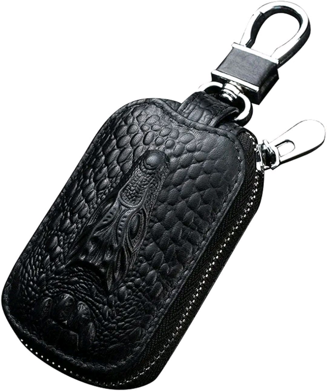 Picture of Universal Zipper Key Holder Bag with Keychain – Stylish Protection for Remote Key Fob (Black)