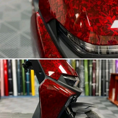Picture of 10" x 60" Gloss Red Carbon Fiber Vinyl Wrap Sticker | Air Release Bubble-Free | DIY Self-Adhesive Car & Motorcycle Decal - Red