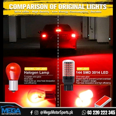 Picture of T20 LED Double Red Tail Lamp Brake Lamp Red 7443 W21/5W 12V Compatible with 12V Valve, Brake Ball, Stop Lamp, Warning Light Prevention, Canceller, Built-In Resistance, Non-Polarity, High